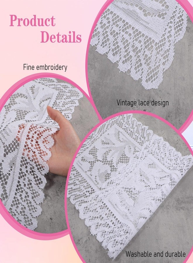 XLIUAX 2 Pack Rectangle Lace Placemats for Tables, 17.7x11.8 Inch Handmade Embroidered Crochet Placemats Floral Lace Table Runner Dresser Doilies for Furniture Nightstand Wedding Tea Party Decor - Image 4
